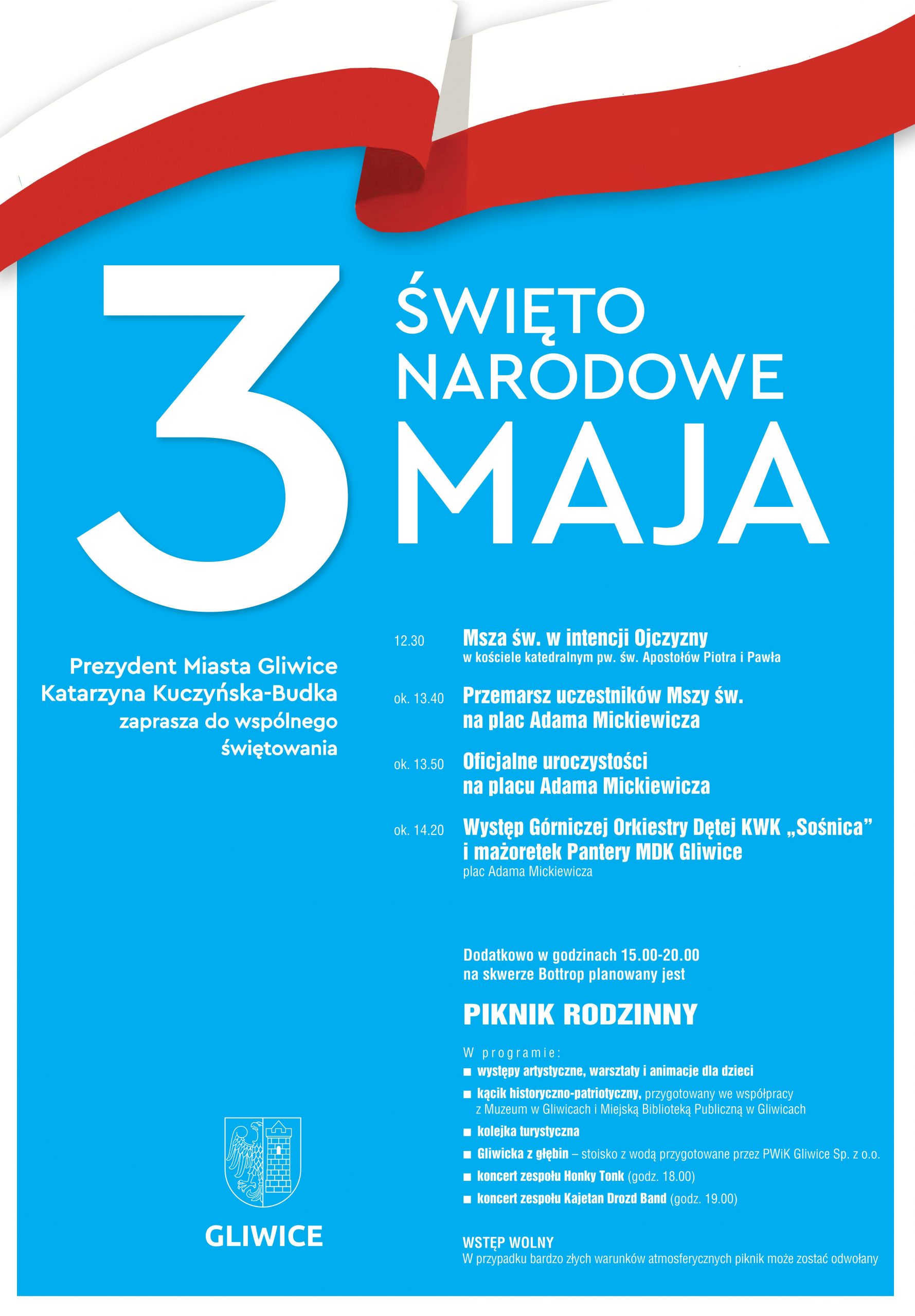 Plakat z zaproszeniem na majówkę